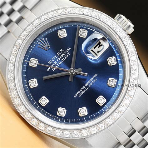 rolex datejust blue white gold